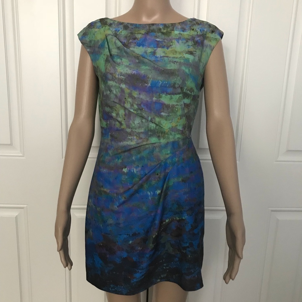 Saks Fifth Avenue Black Label Silk Abstract Dress